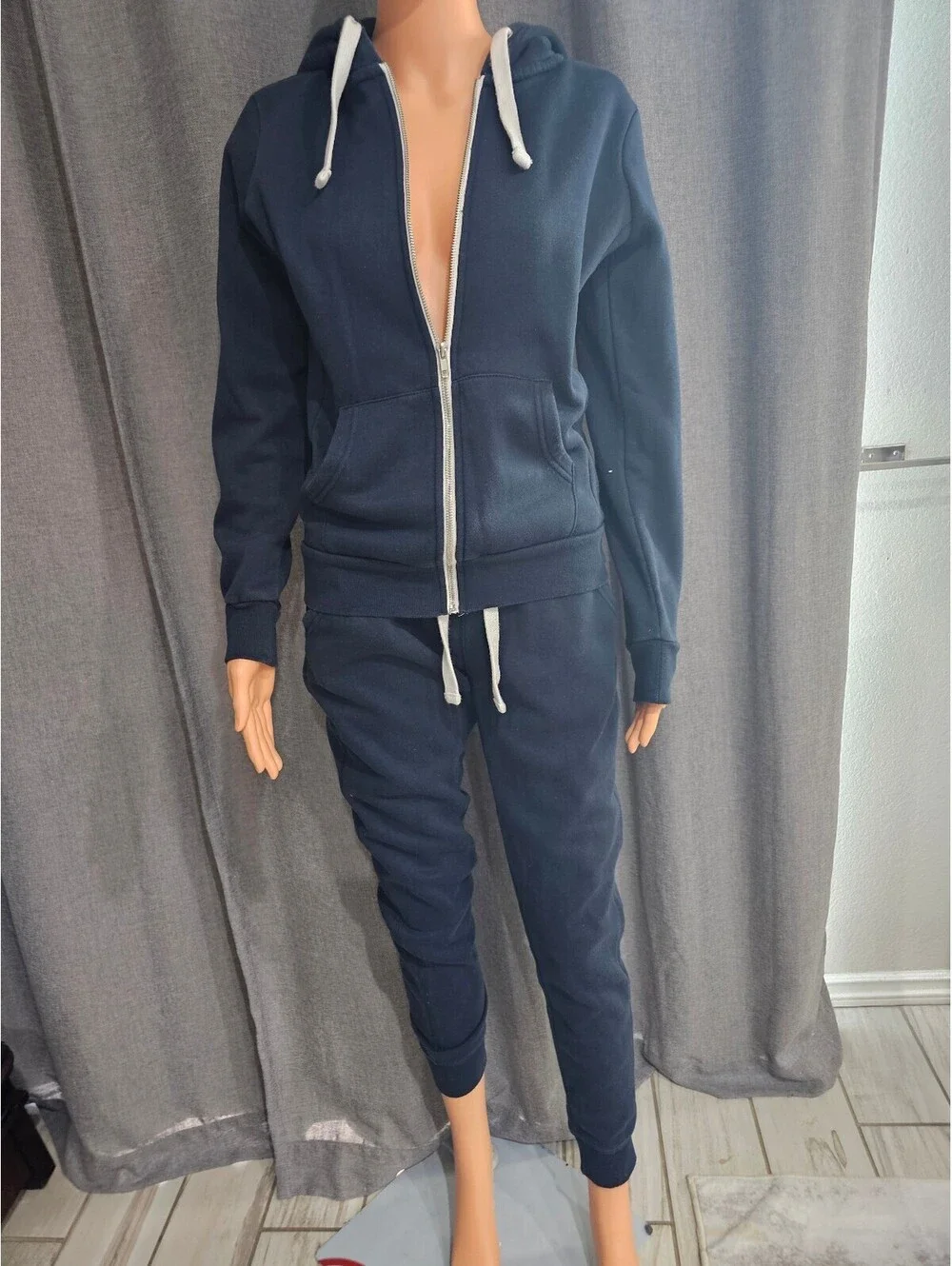 Fashion Nova Women's Navy Blue Two-Piece Hoodie and Jogger Set, Size M